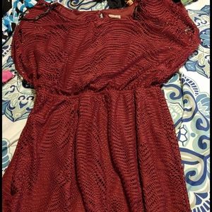 Textured maroon dress
